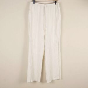 Sage The Label Grazie Wide Leg cream Textured Light Weight Lounge Pants Sz L